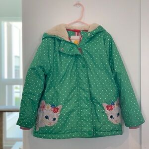 Mini Boden Green and White Puffer Jacket